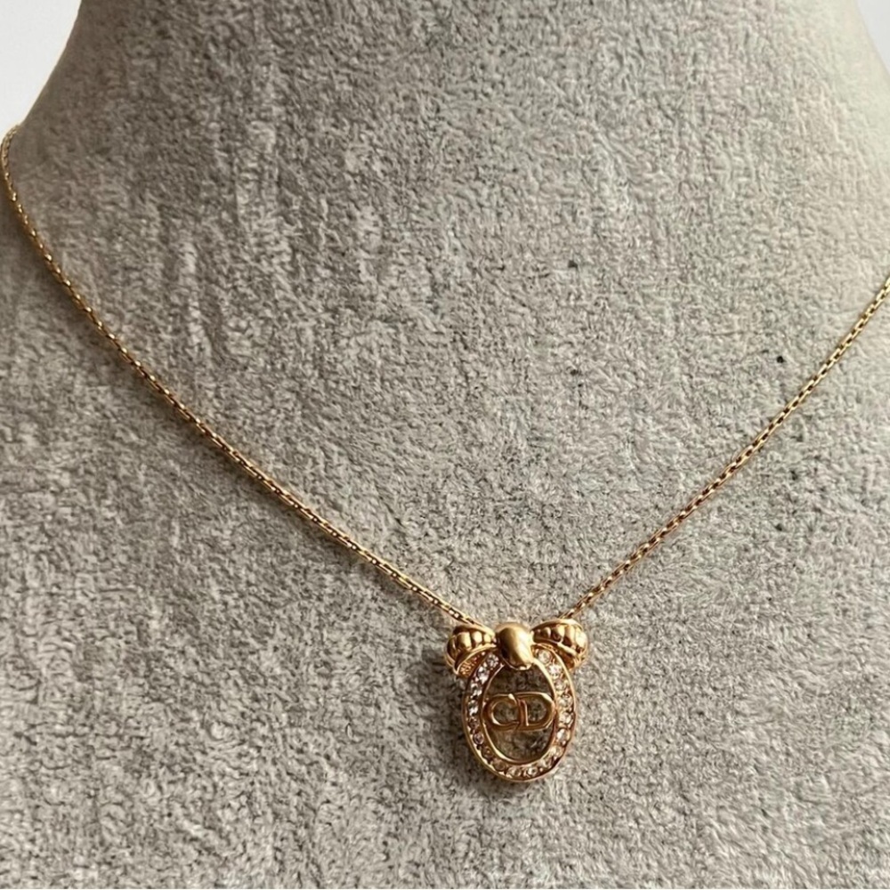 Christian Dior necklace Bow necklace crystal necklace vintage Dior necklace - Picture 8 of 8